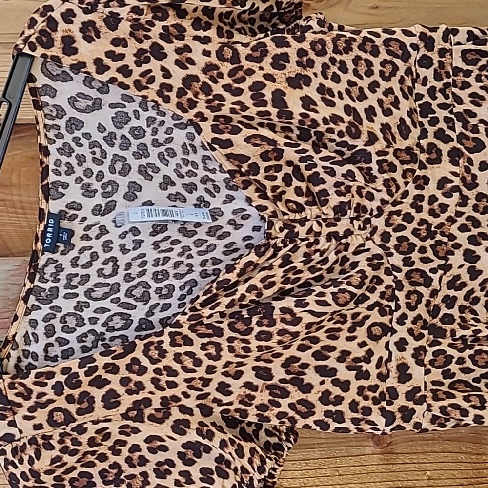 NWT Torrid Leopard Stretch Challis Skater Midi Dress Size 1x 14/16 - Picture 6 of 16